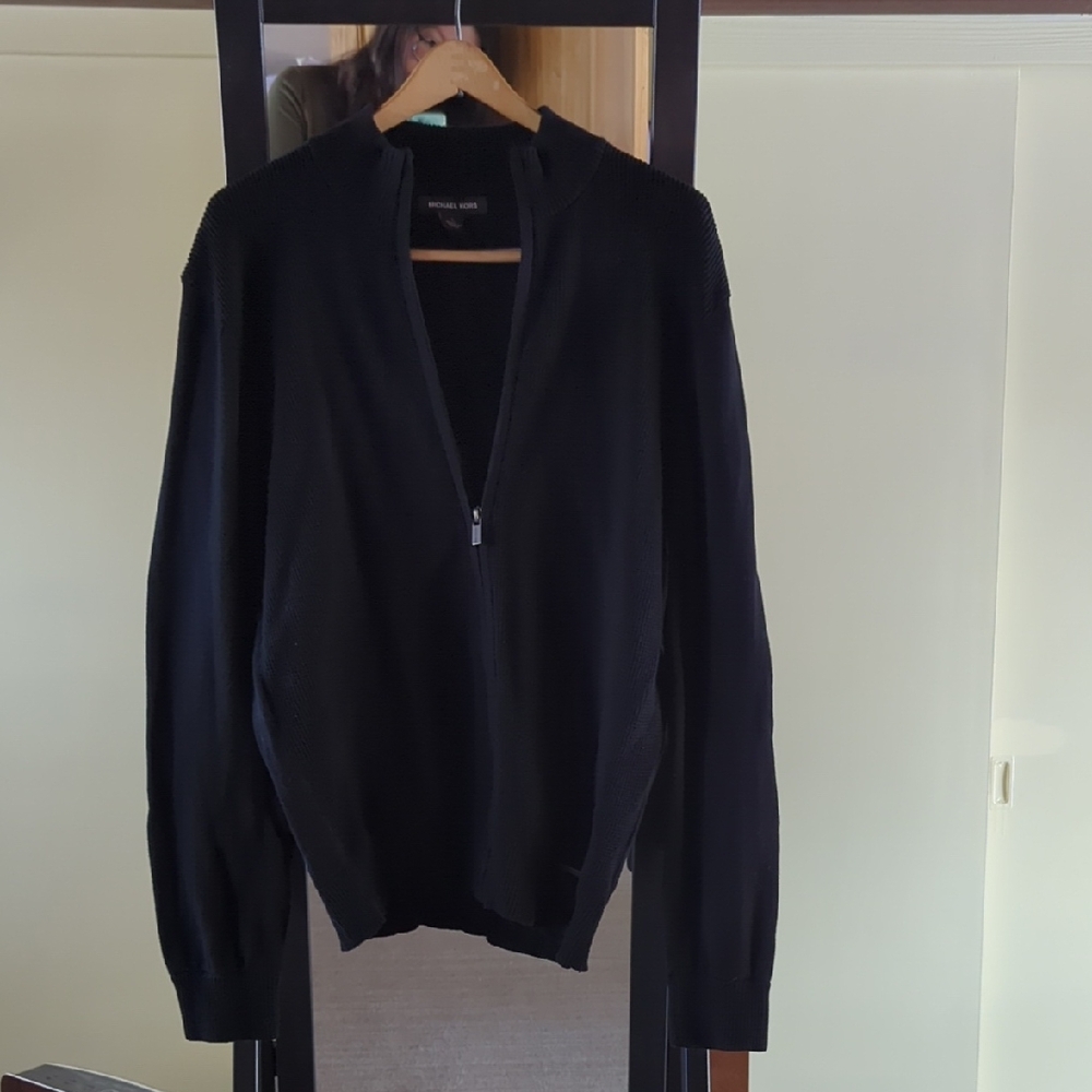 Michael Kors Men's Black Zip-Up Sweater